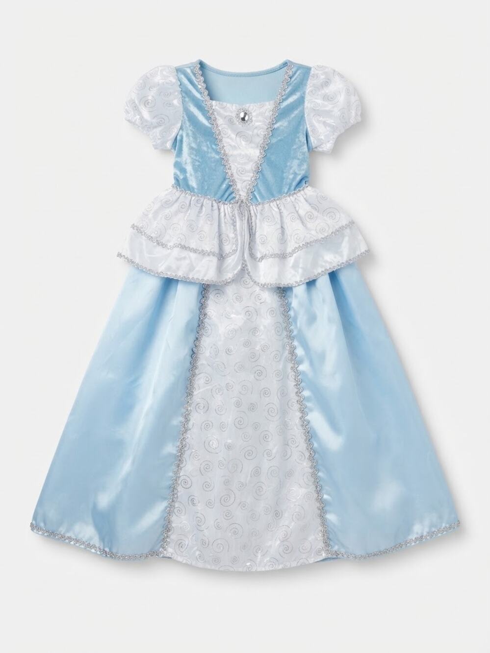 Cinderella Princess Dress Blue Silver Velvet Size Large 5-7 Halloween Costume